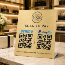 Gold Venmo Paypal Scan to Pay Tabletop Display