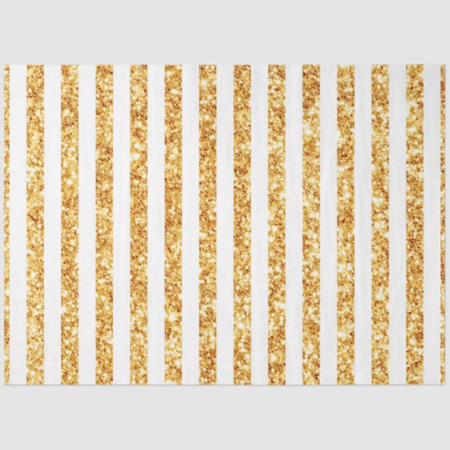 Gold Vertical Glitter Boho Stripes Collection Tissue Paper (Front)