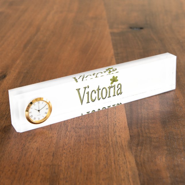 Gold Victoria Name Logo, Desk Name Plate (Side)