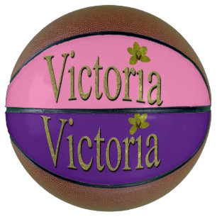 Gold Victoria Name Made With Golden Orchids, Basketball