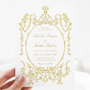 Gold Victorian Floral Frame Wedding            Invitation