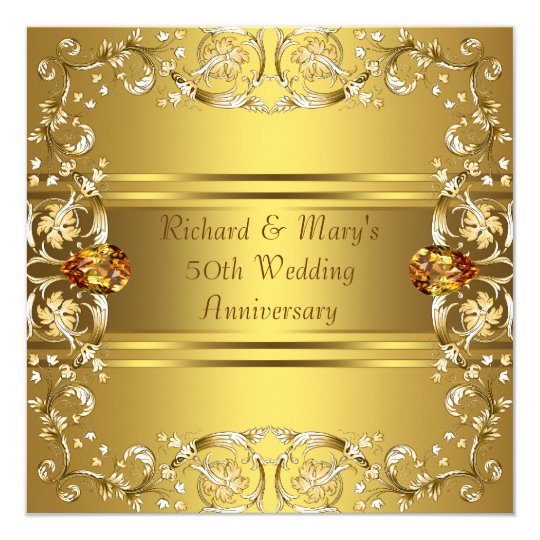 gold victorian flowers gold 50th anniversary invitation zazzle com