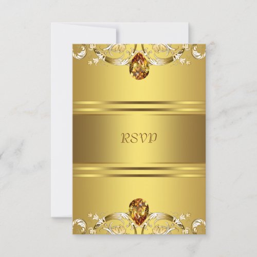 Gold Victorian Flowers Gold 50th Anniversary RSVP