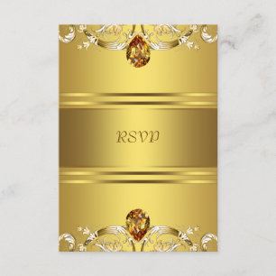 Gold Victorian Flowers Gold 50th Anniversary RSVP Card