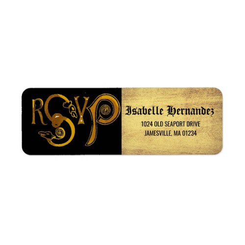 Gold Victorian RSVP Return Address Label