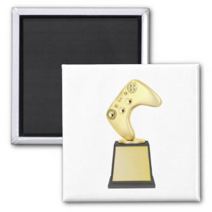 Gold video gaming trophy magnet