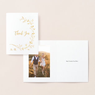 Gold Vine Scroll Wedding Thank You Card, Foil Card