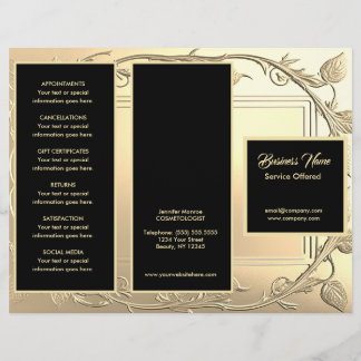 Gold Vines and Black Menu & Pricing Flyer
