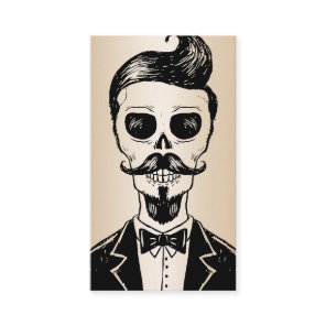 Gold Vintage Barber Shop Skull Social media Business Card