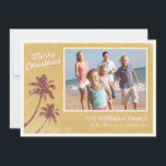 Gold Vintage Beach Photo Christmas Cards<br><div class="desc">Vintage Gold Christmas cards with palm trees decorated Christmas lights. Personalize with your own photo.</div>