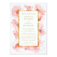 Gold Vintage Blush Floral Wedding Card
