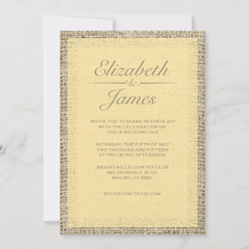 Gold Vintage Burlap Wedding Invitations
