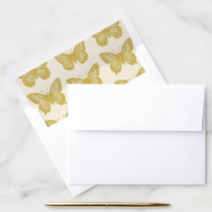 Gold Vintage Butterfly Classic Ornate Pattern Envelope Liner