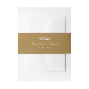 Gold Vintage Classic Script Wedding Invitation Belly Band
