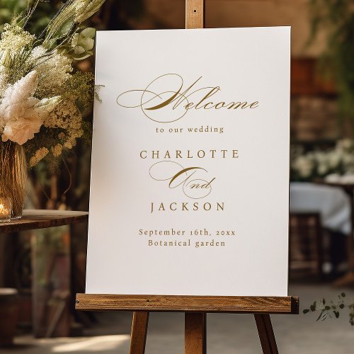 Gold Vintage Classic Script Wedding Welcome Sign