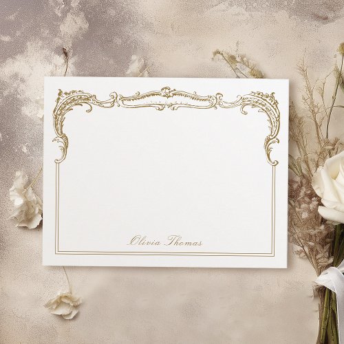 Gold Vintage Classy Script Personalized Stationery Note Card