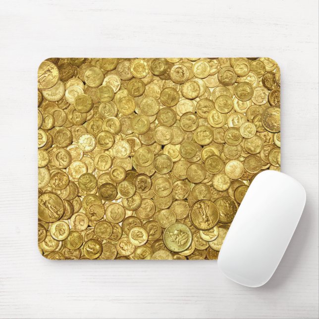 Gold Vintage Coin Collection Mouse Pad (With Mouse)