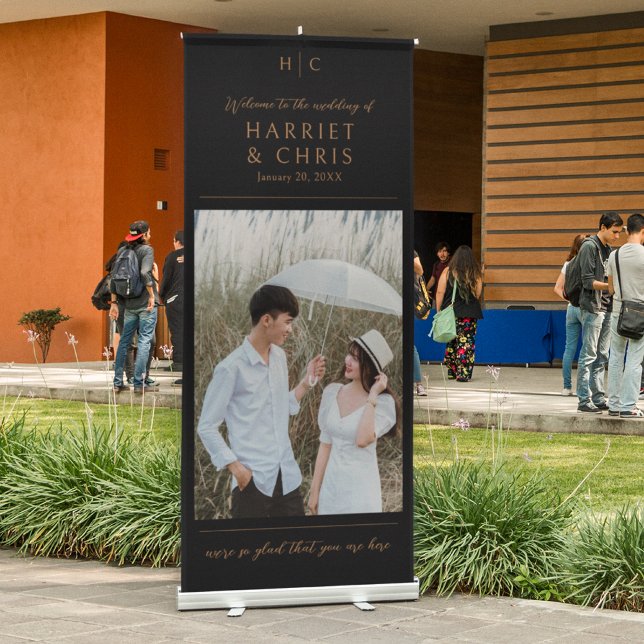 Gold Vintage Custom Photo Wedding Welcome Retractable Banner (Creator Uploaded)