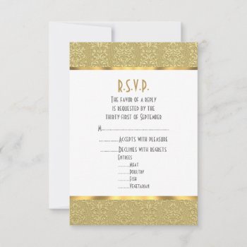 Gold Vintage Damask Wedding Rsvp Card by personalized_wedding at Zazzle