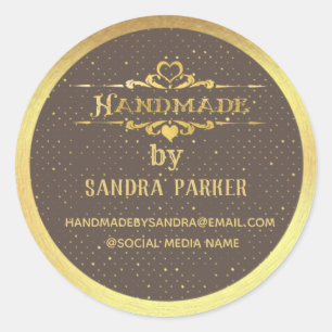 Gold vintage elegant handmade classic round sticker