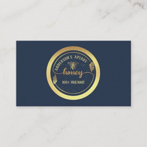 Gold vintage elegant honey branch logo business card