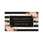 Gold Vintage Floral Black White Stripes Business Card Gold Vintage Floral Black White Stripes Business Card
