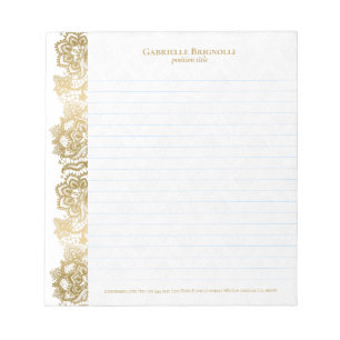 Gold vintage floral lace notepad