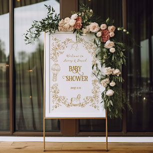 Gold Vintage Floral Neutral Baby Shower welcome Foam Board
