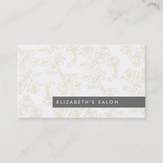 Gold Vintage Floral Pattern Business Card (Front)
