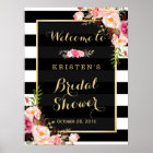 Gold Vintage Floral Stripes Bridal Shower Sign