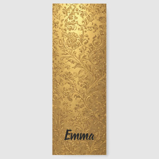 Gold Vintage Floral Victorian Pattern Custom Name Bookmarks