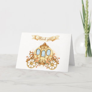 Gold Vintage Flower Prince Carriage Baby Shower  Thank You Card