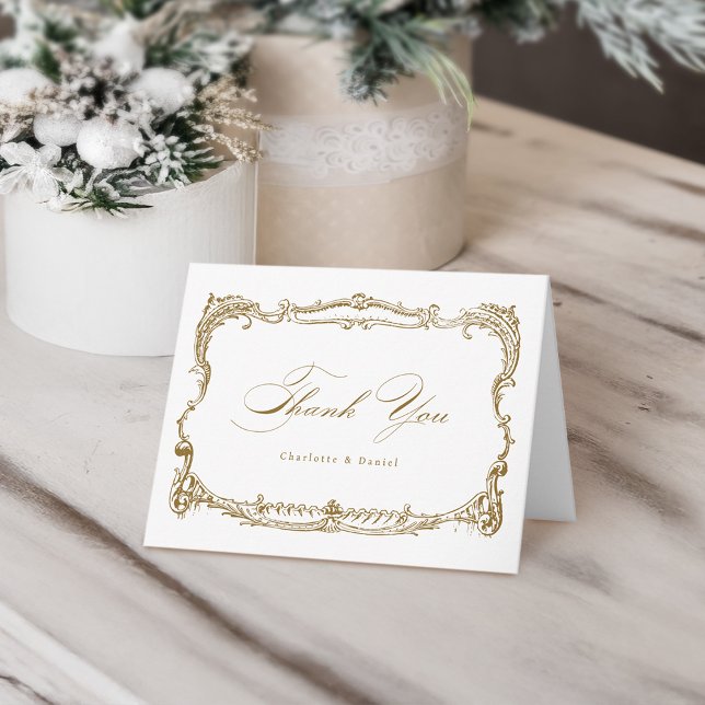 Gold Vintage Frame Classic Script  Thank You Card (Gold Vintage Frame Classic Script Thank You Card)