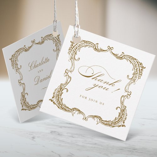 Gold Vintage Frame Classic Script Thank You Favor Tags