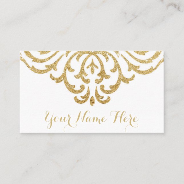 Gold Vintage Glam Elegant Wedding Place Card (Front)