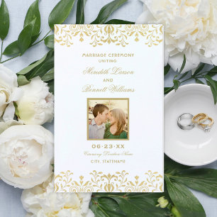 Gold Vintage Glam Photo Wedding Programs