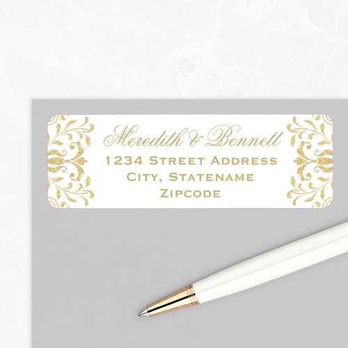 Gold Vintage Glamor Wedding Return Address Label