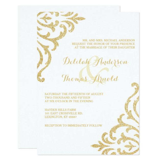 Gold Vintage Glamour Elegance Wedding Invitation