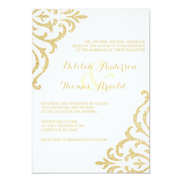 Gold Vintage Glamour Elegance Wedding Invitation