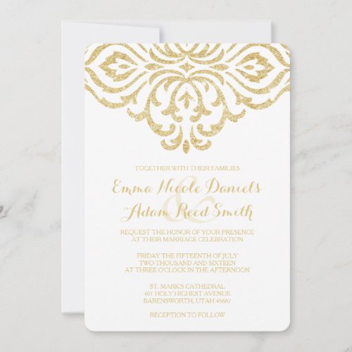 Gold Vintage Glamour Elegance Wedding Invitation 5" X 7" Invitation Card