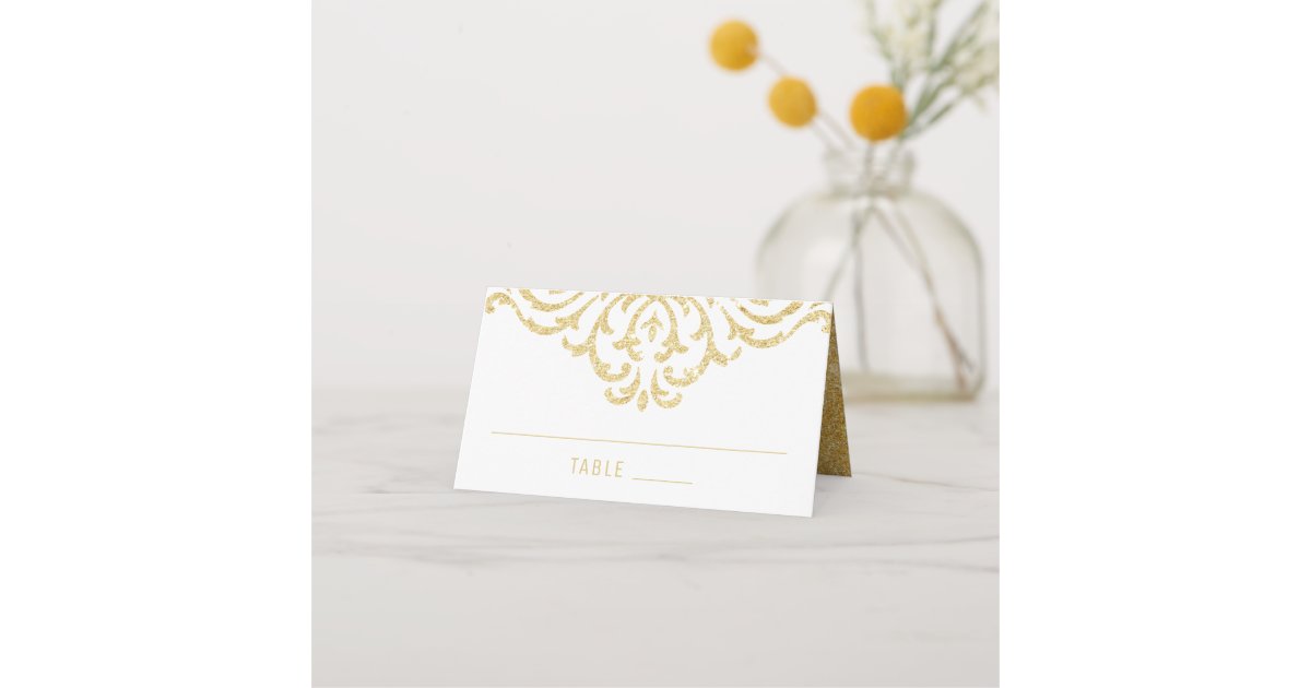 Gold Vintage Glamour Elegance Wedding Place Card | Zazzle