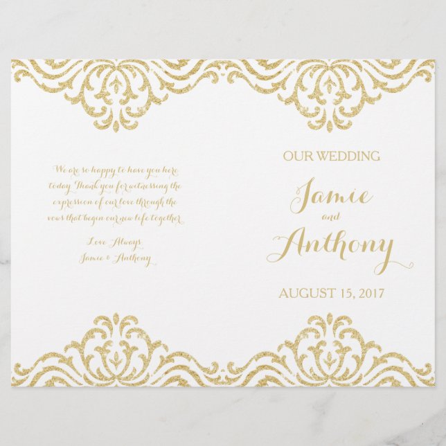 Gold Vintage Glamour Elegance Wedding Program (Front)