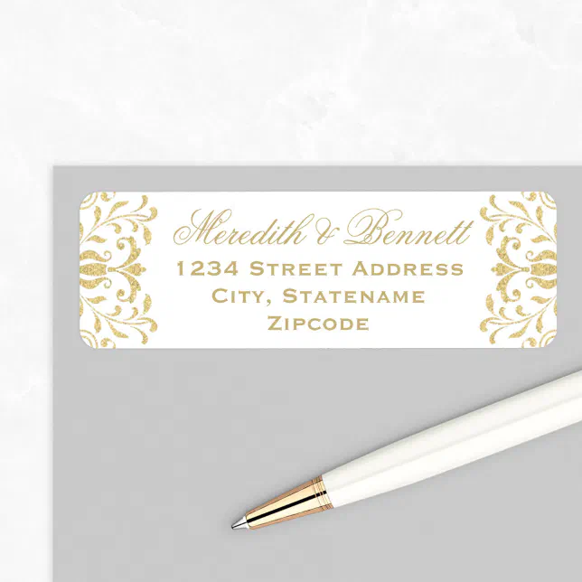 Gold Vintage Glamour Wedding Return Address Label Zazzle
