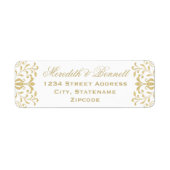 Gold Vintage Glamour Wedding Return Address Label (Front)