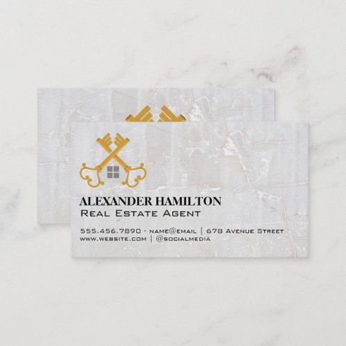 Gold Vintage Keys  Real Estate Business Card