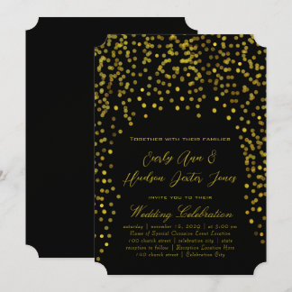 Gold Vintage Modern Typography Wedding Invitation