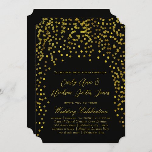 Gold Vintage Modern Typography Wedding Invitation