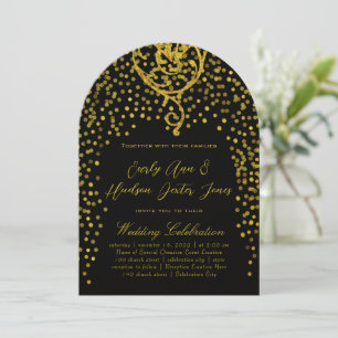 Gold Vintage Modern Typography Wedding Invitation