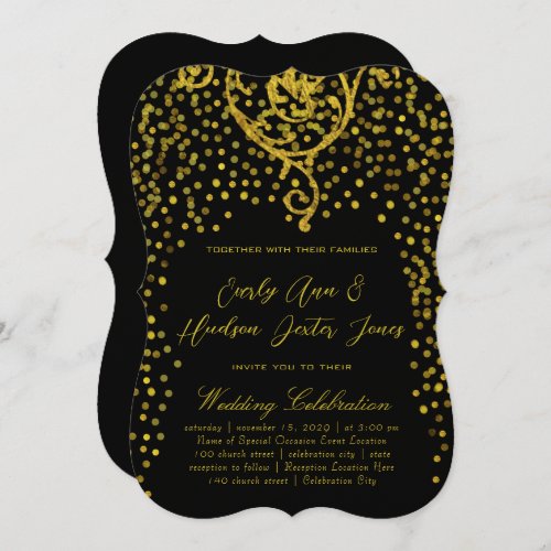 Gold Vintage Modern Typography Wedding Invitation