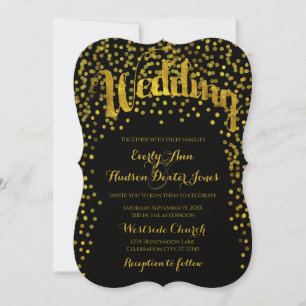 Gold Vintage Modern Typography Wedding Invitation
